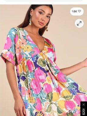 Lulu's Pink Multi Floral V-Neck Babydoll Tunic